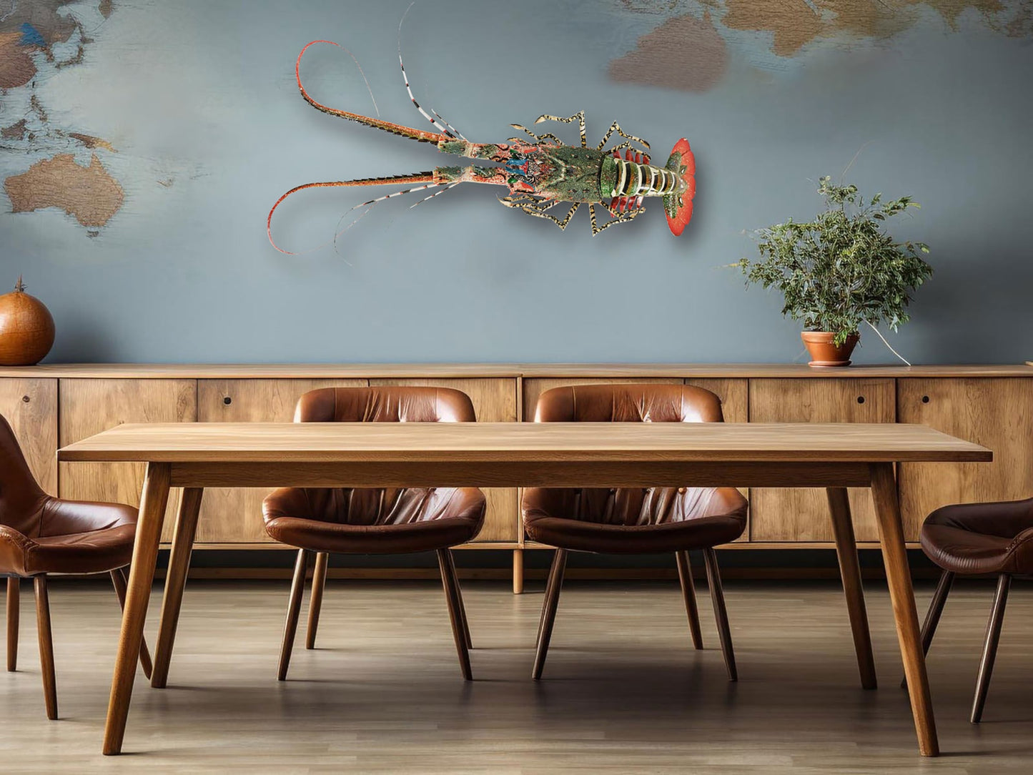31-Inch Handmade Bamboo Lobster Model for Wall Decoration