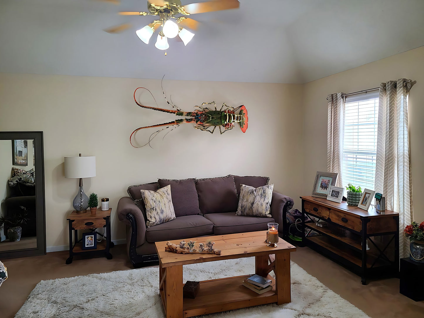 31-Inch Handmade Bamboo Lobster Model for Wall Decoration