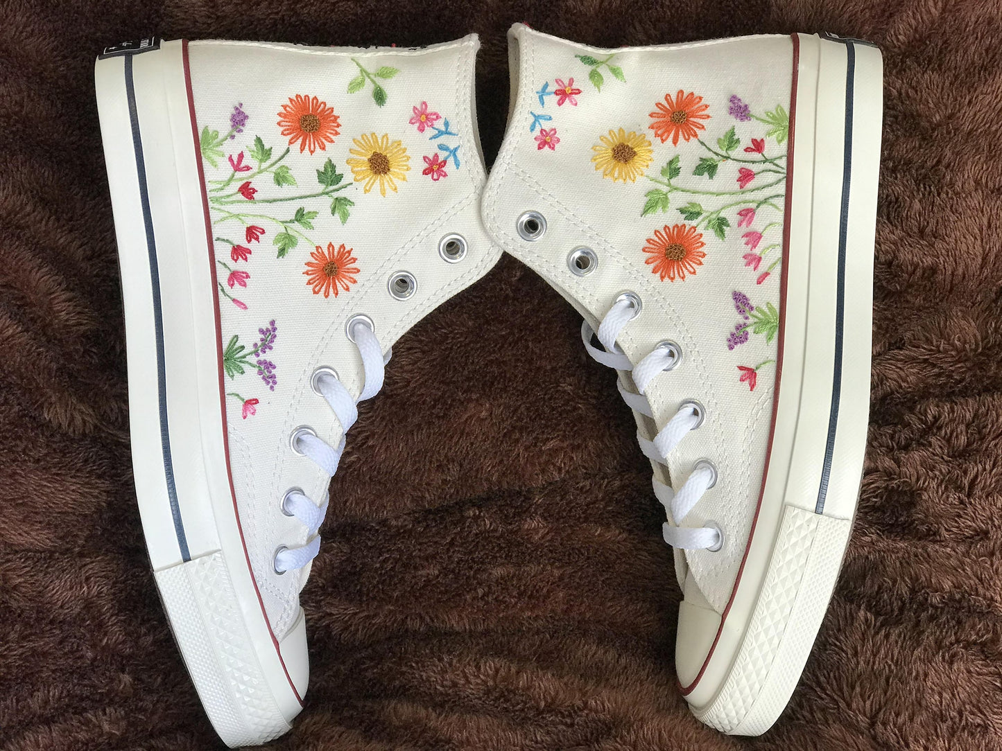 Sunflowers - Personalized Embroidered High Top Shoes - Custom High Top Shoes for Women