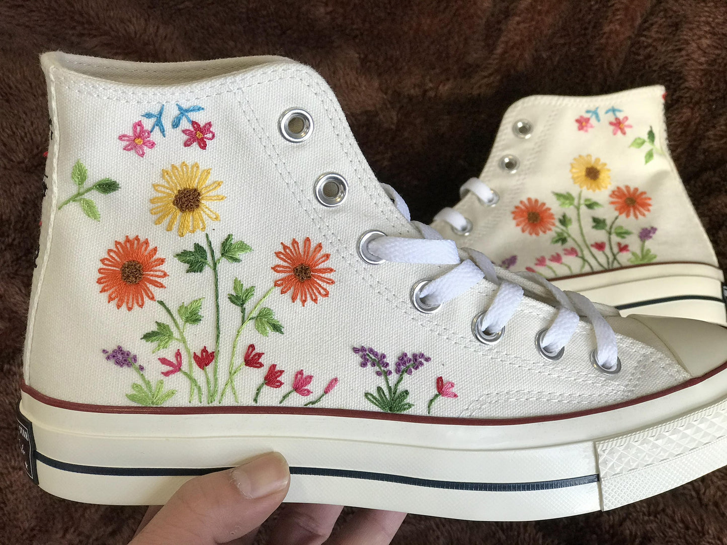 Sunflowers - Personalized Embroidered High Top Shoes - Custom High Top Shoes for Women