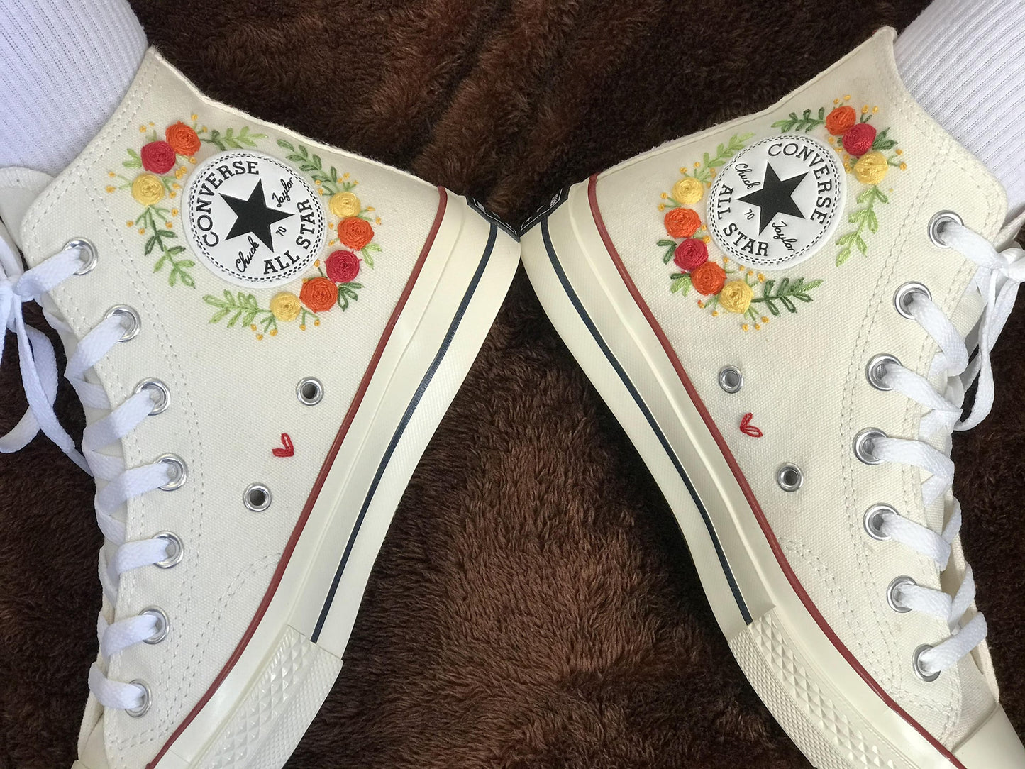 Sunflowers - Personalized Embroidered High Top Shoes - Custom High Top Shoes for Women