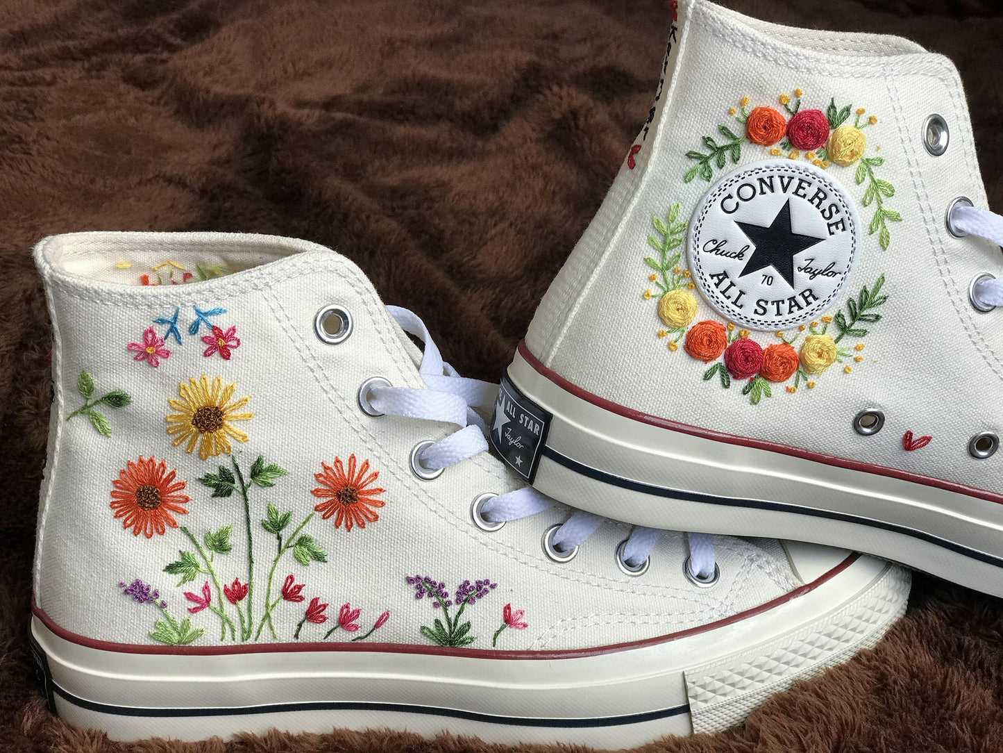 Sunflowers - Personalized Embroidered High Top Shoes - Custom High Top Shoes for Women
