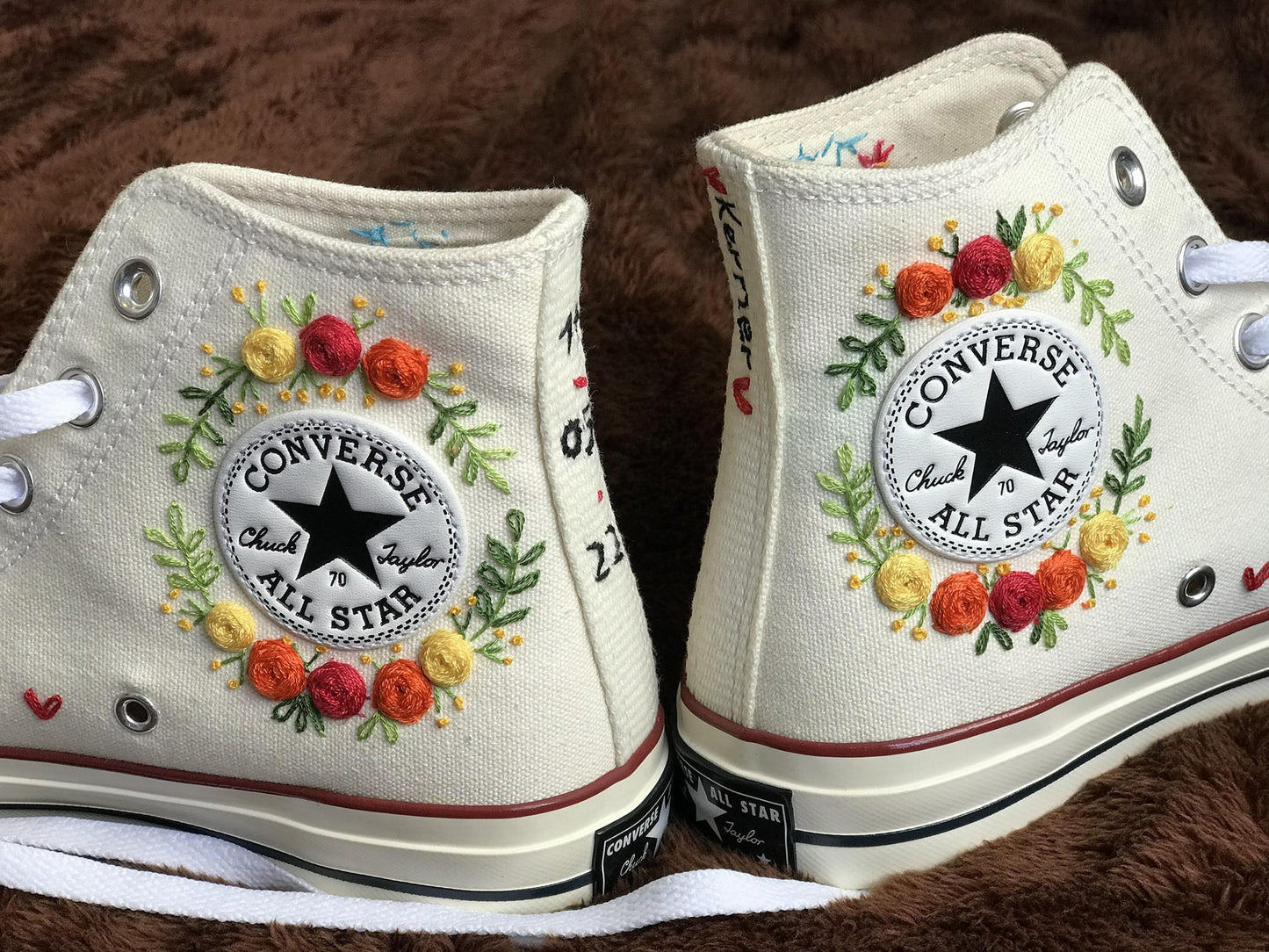 Sunflowers - Personalized Embroidered High Top Shoes - Custom High Top Shoes for Women