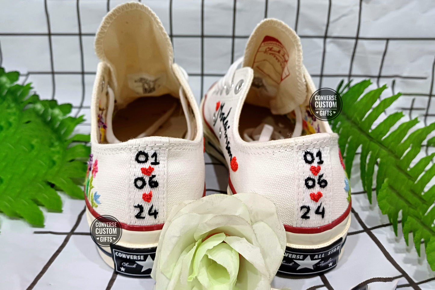 Lavender and Sunflowers - Personalized Embroidered Low Top Shoes - Custom Low Top Shoes for Women