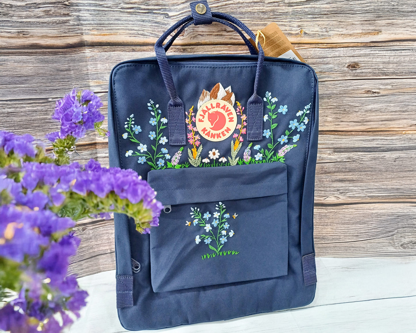 Custom Kanken Backpack – Alaska Wildflowers Design - Personalized Embroidered Backpack - Custom Bag for Women