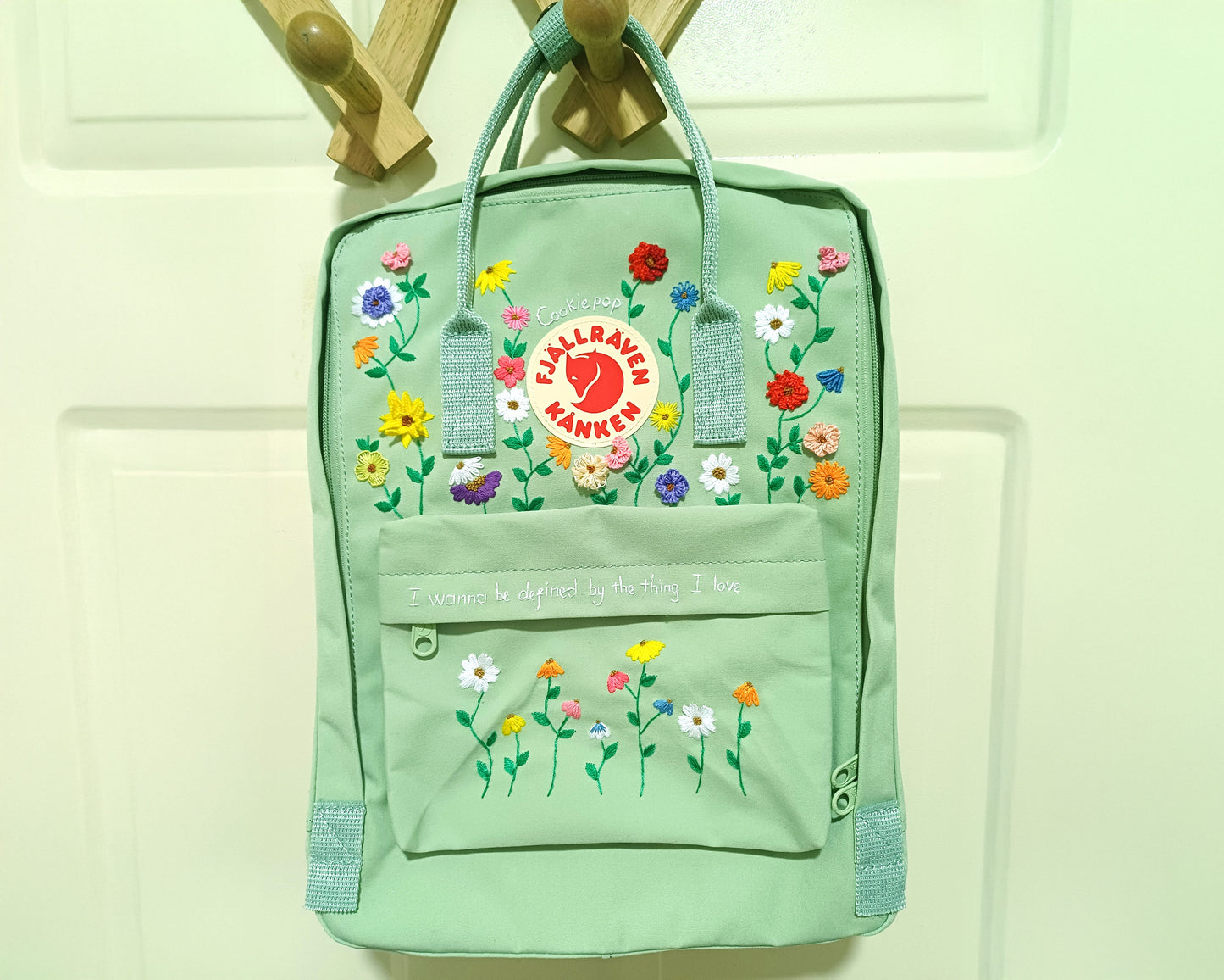 Fjallraven Kanken Backpack with 3D Garden of Flowers Embroidery - Personalized Embroidered Backpack - Custom Bag for Women