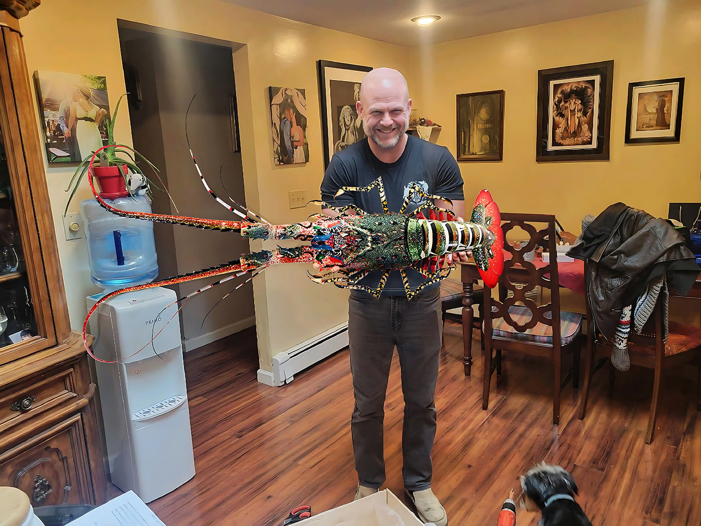 31-Inch Handmade Bamboo Lobster Model for Wall Decoration