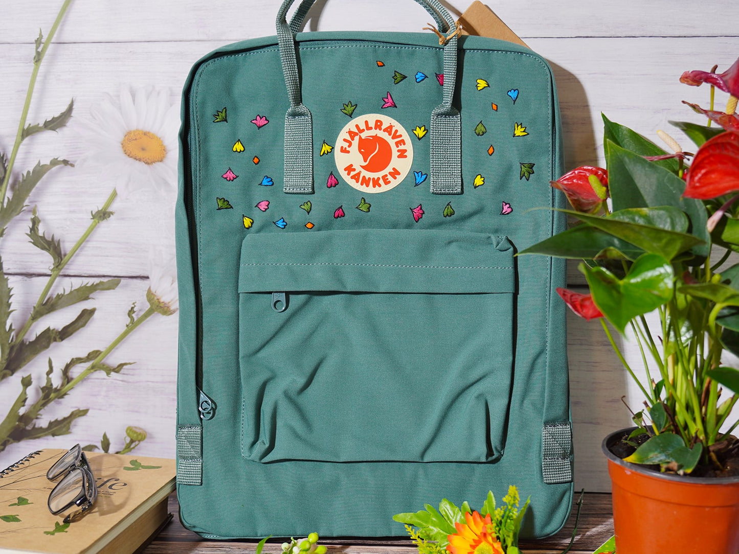 Fjallraven Kanken Backpack with Embroidered Heartstopper Leaves - Personalized Embroidered Backpack - Custom Bag for Women