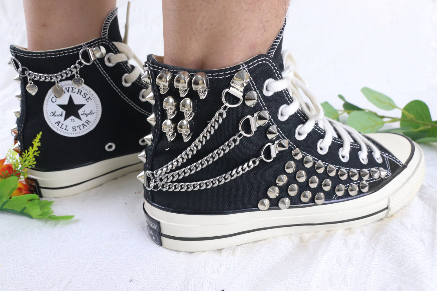 Black Studded Sneakers Men's