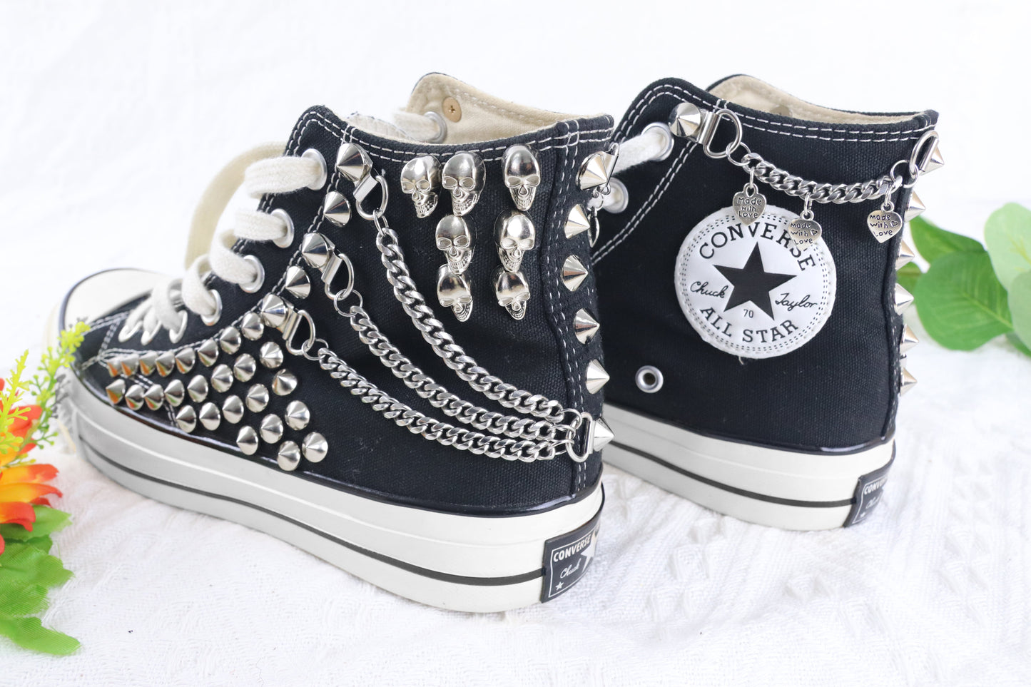Black Studded Sneakers Men's