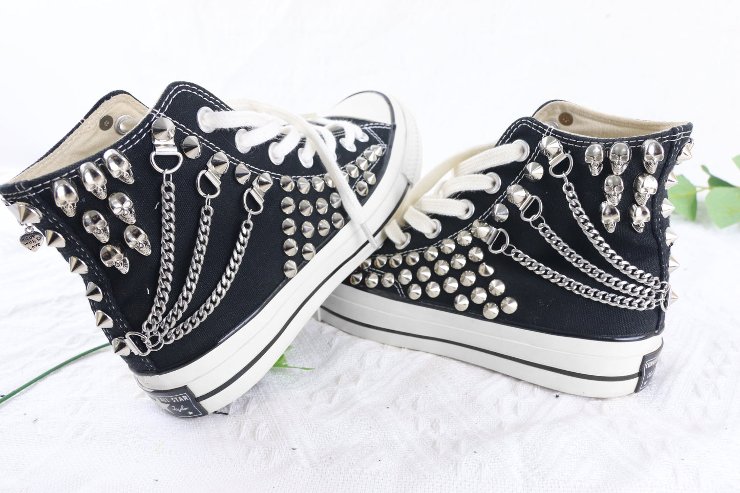 Black Studded Sneakers Men's