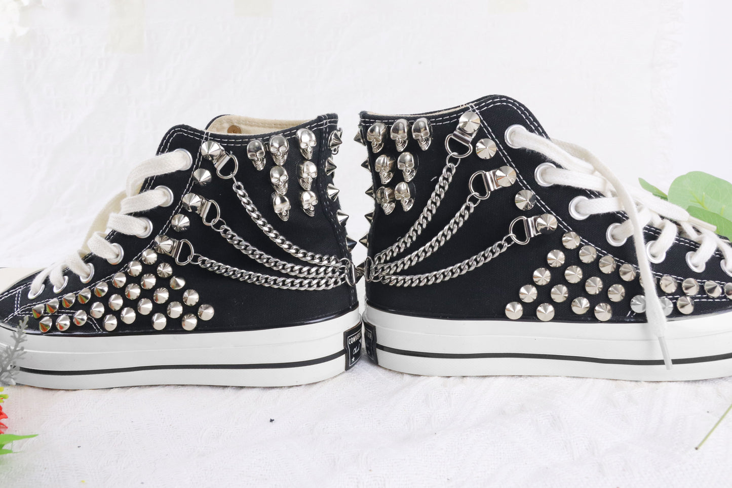 Black Studded Sneakers Men's