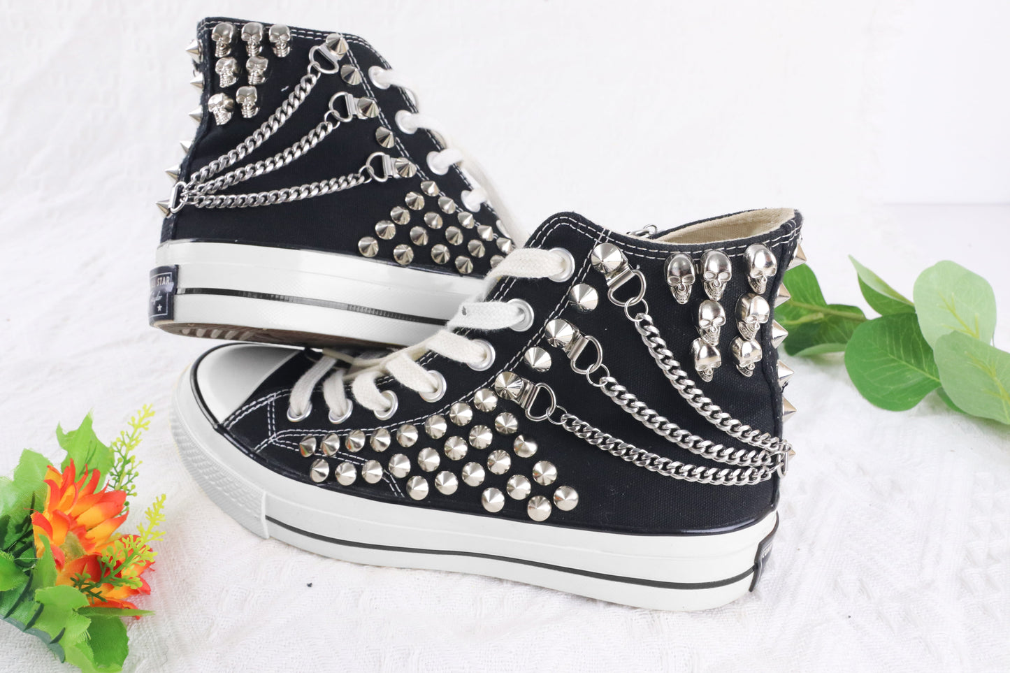 Black Studded Sneakers Men's