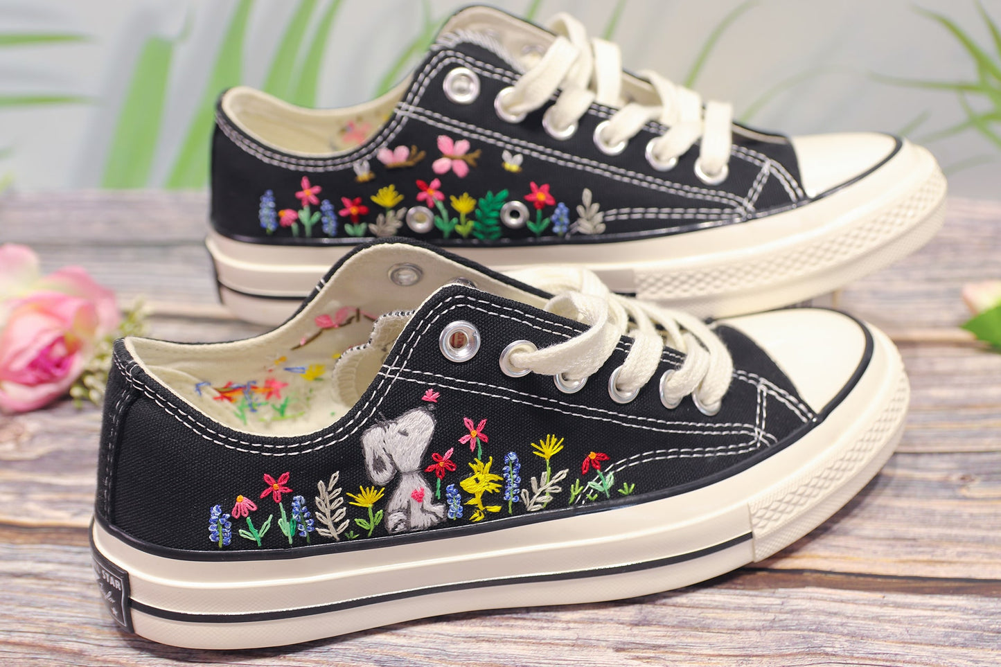 Cartoon Characters - Personalized Embroidered Low Top Shoes - Custom Low Top Shoes for Women