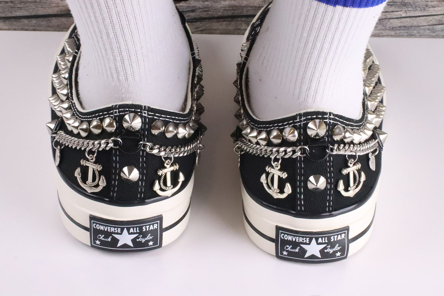 Black Punk Rock Shoes Low Top with Studs