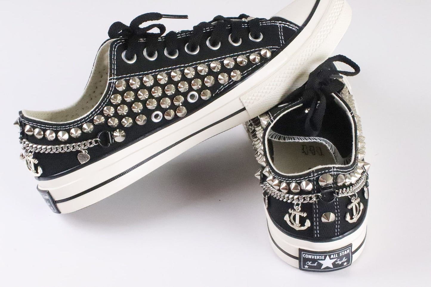 Black Punk Rock Shoes Low Top with Studs