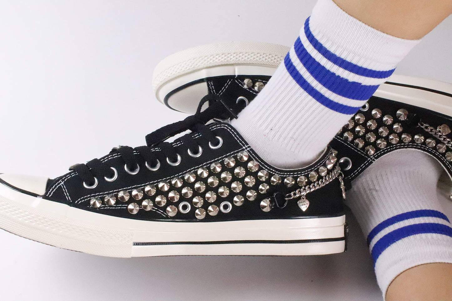 Black Punk Rock Shoes Low Top with Studs