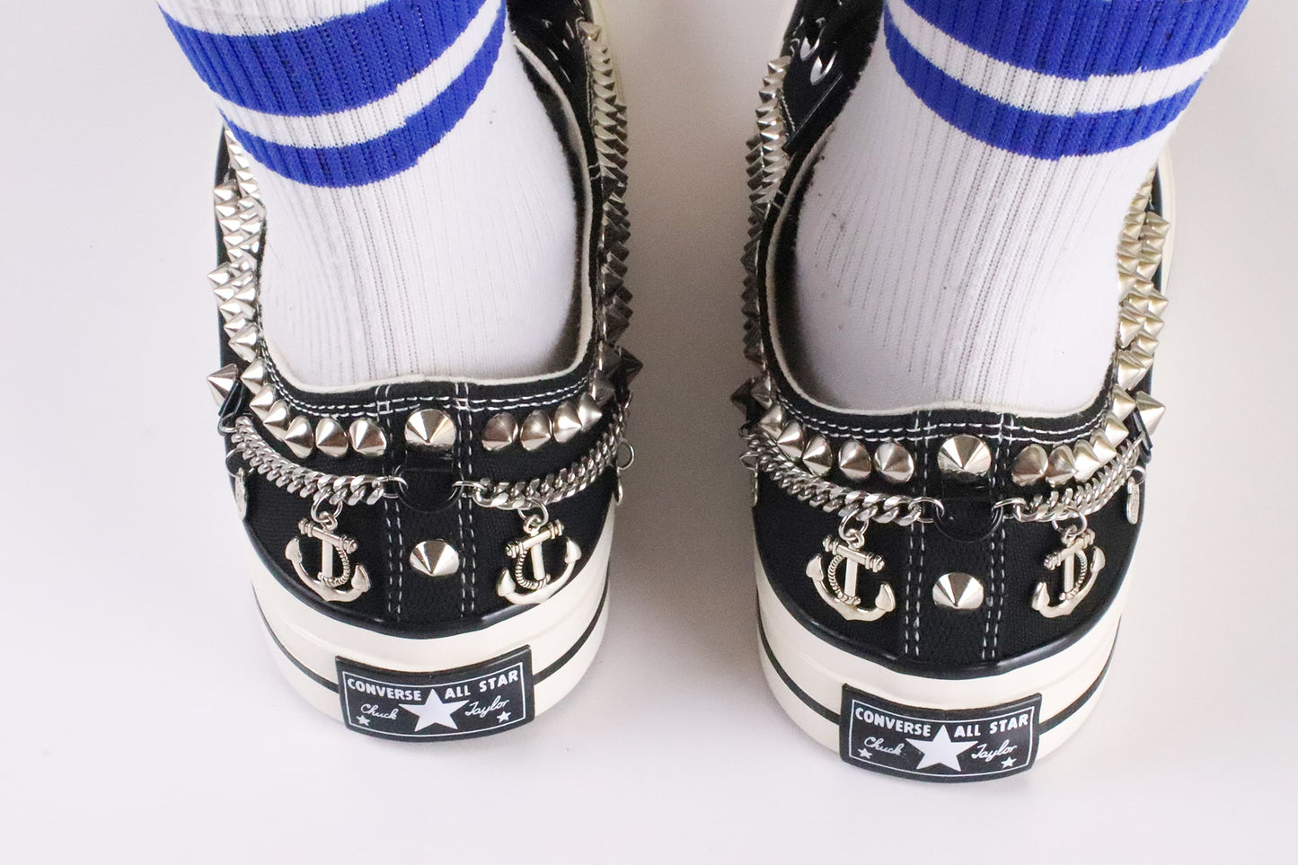 Black Punk Rock Shoes Low Top with Studs