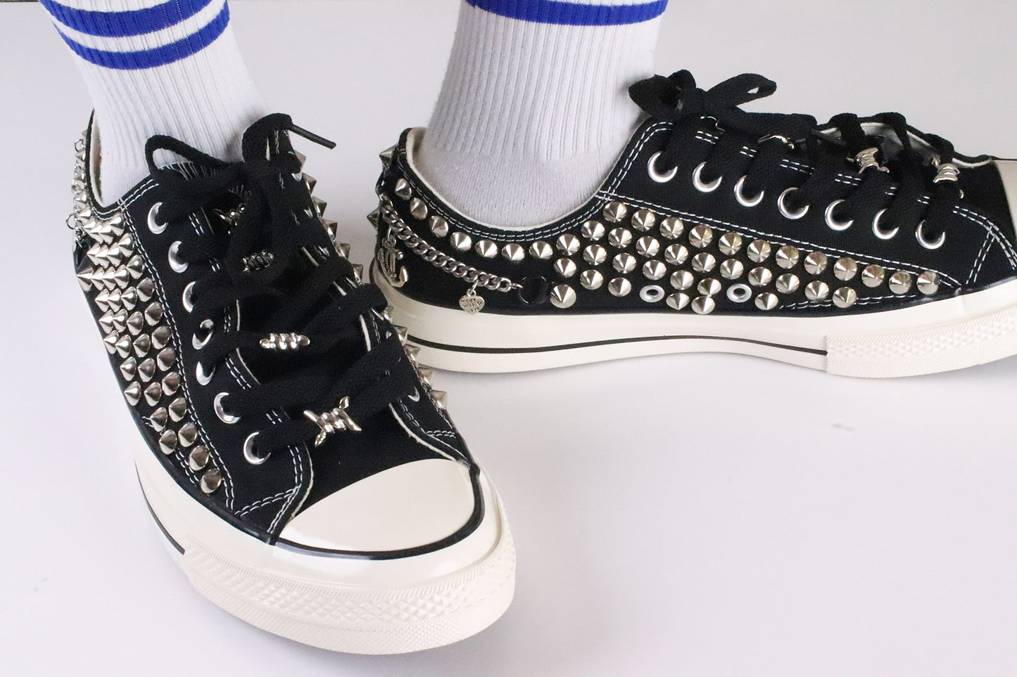 Black Punk Rock Shoes Low Top with Studs