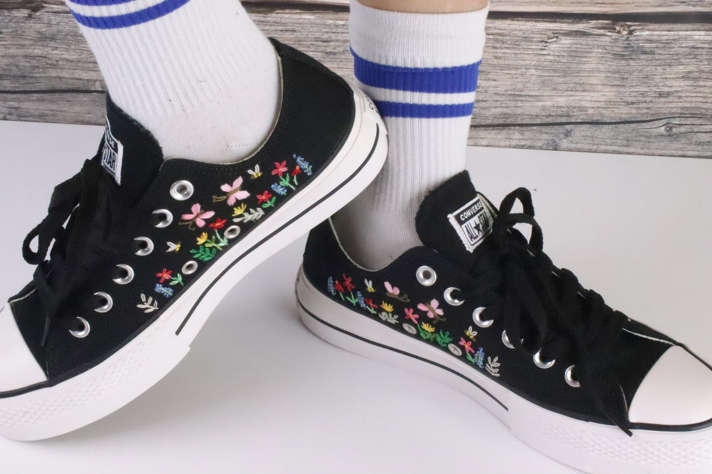 Characters Anime - Personalized Embroidered Low Top Shoes - Custom Low Top Shoes for Women
