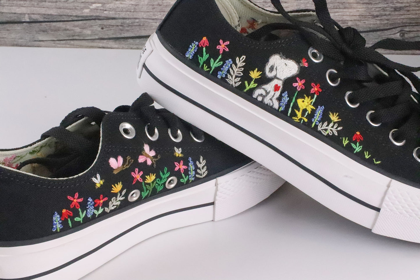 Characters Anime - Personalized Embroidered Low Top Shoes - Custom Low Top Shoes for Women