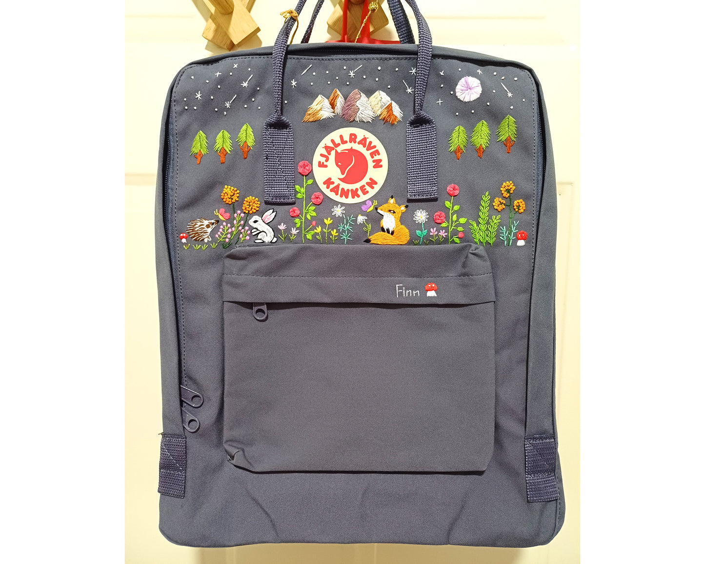 Custom Fjallraven Kanken Backpack – Night Sky & Forest Animals Embroidery - Personalized Embroidered Backpack - Custom Bag for Women
