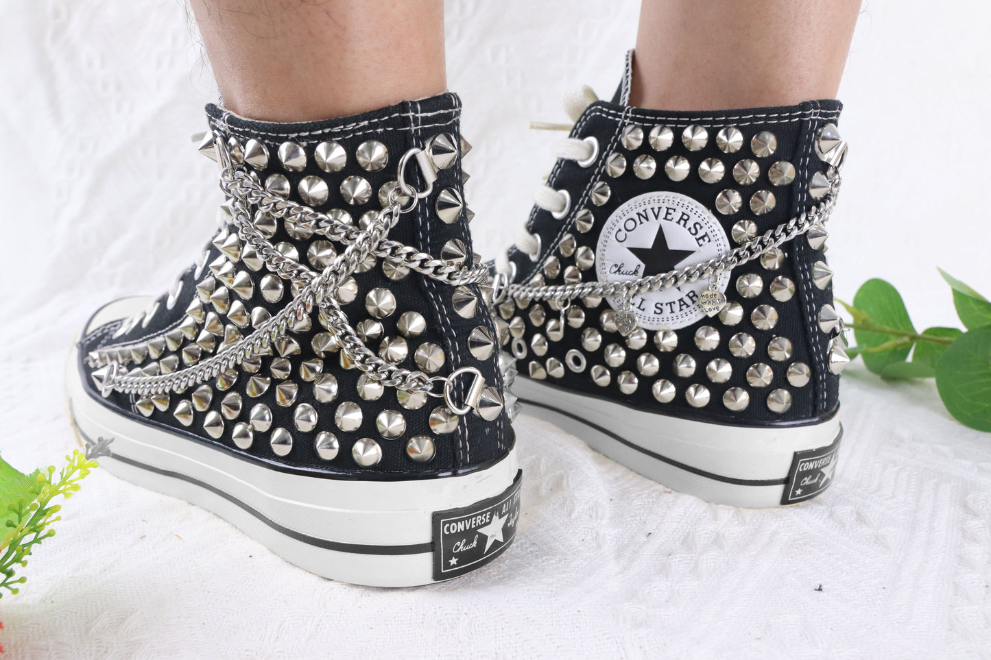 Black High Top Studded Shoes