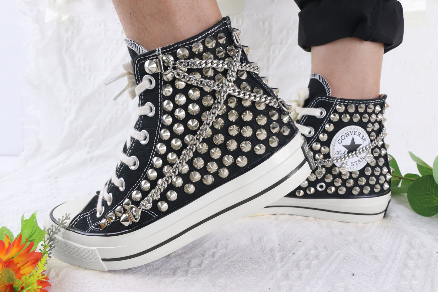 Black High Top Studded Shoes