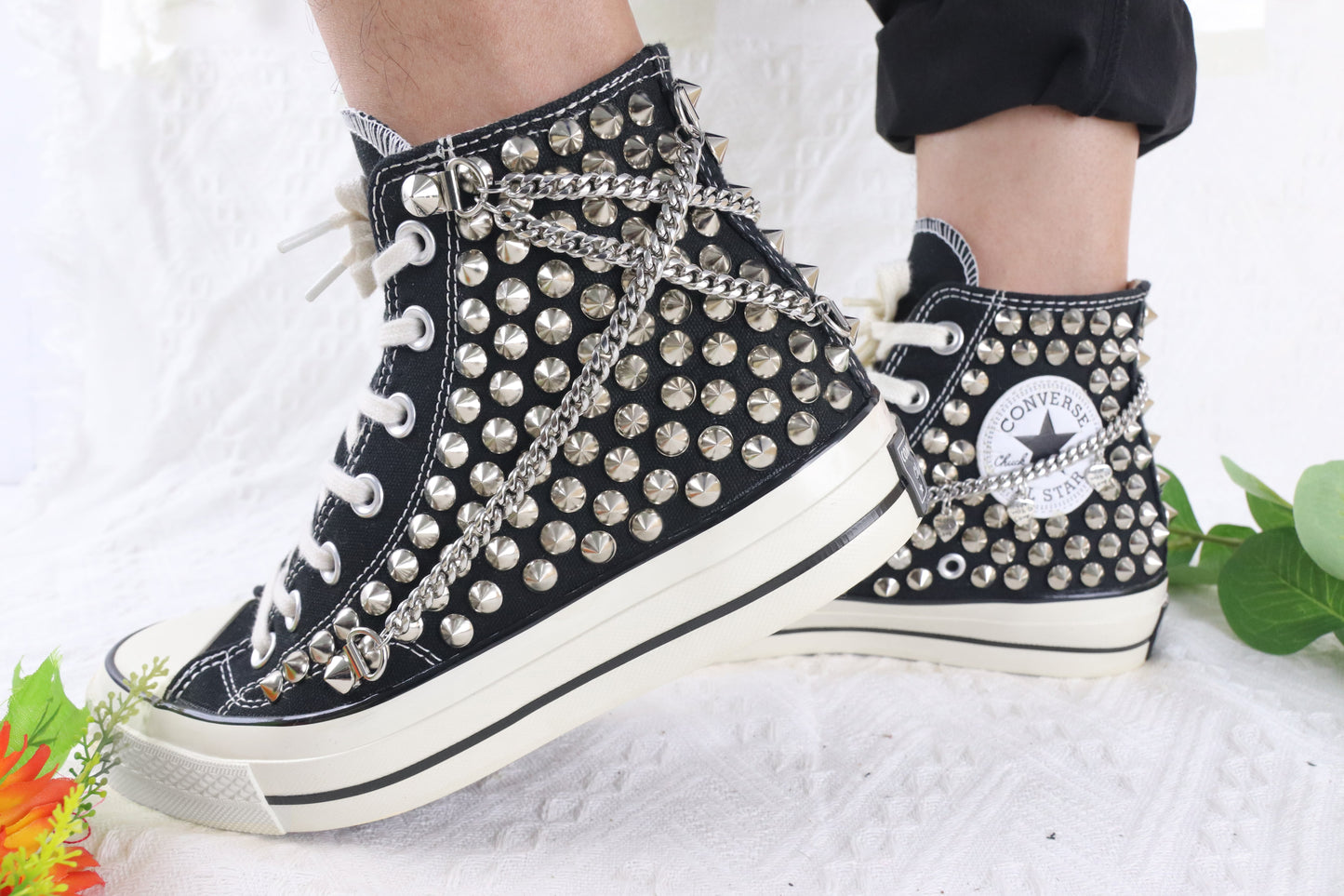 Black High Top Studded Shoes