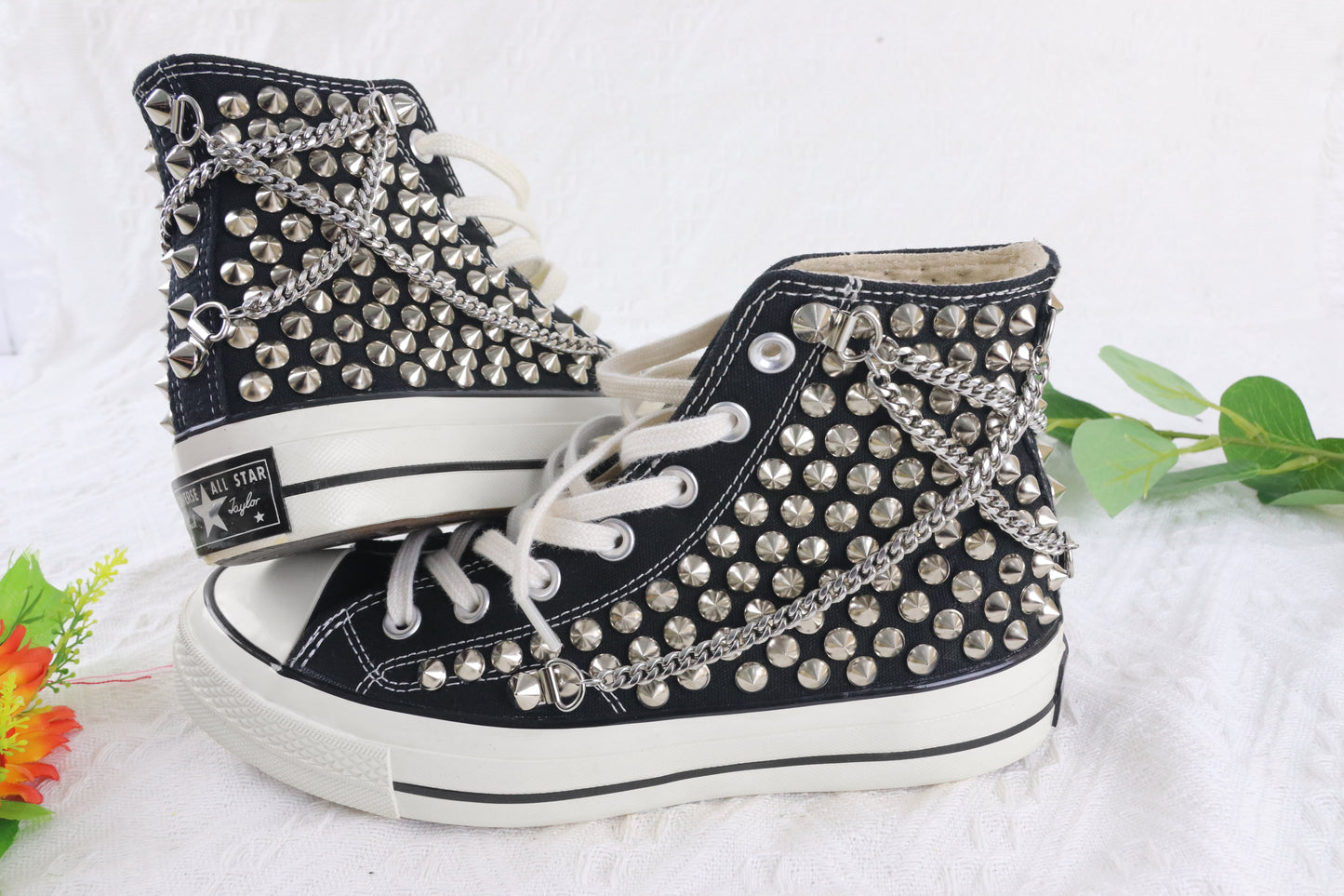 Black High Top Studded Shoes