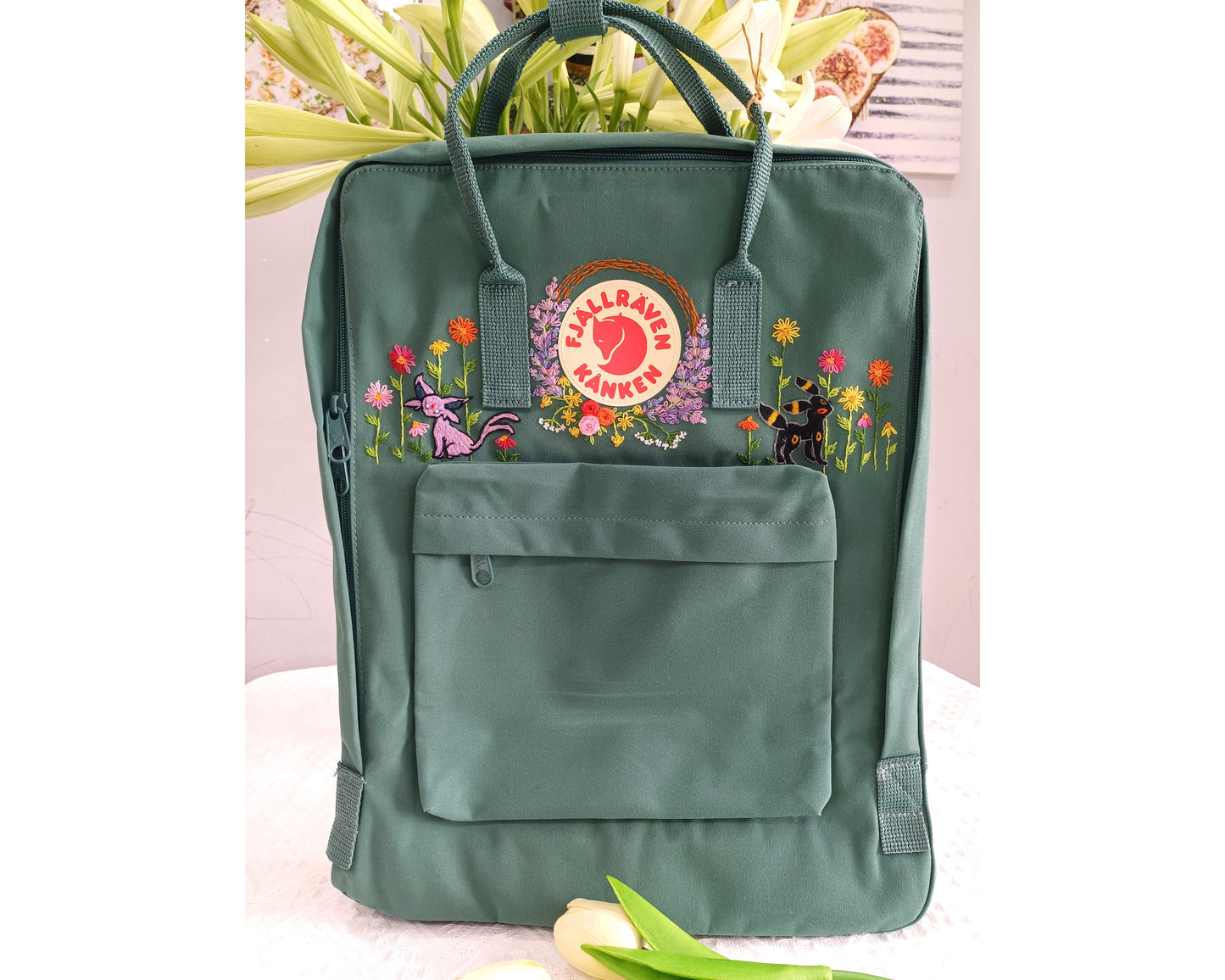 Fjallraven Kanken Backpack with Cartoon, Anime & Fictional Character Embroidery - Personalized Embroidered Backpack - Custom Bag for Women