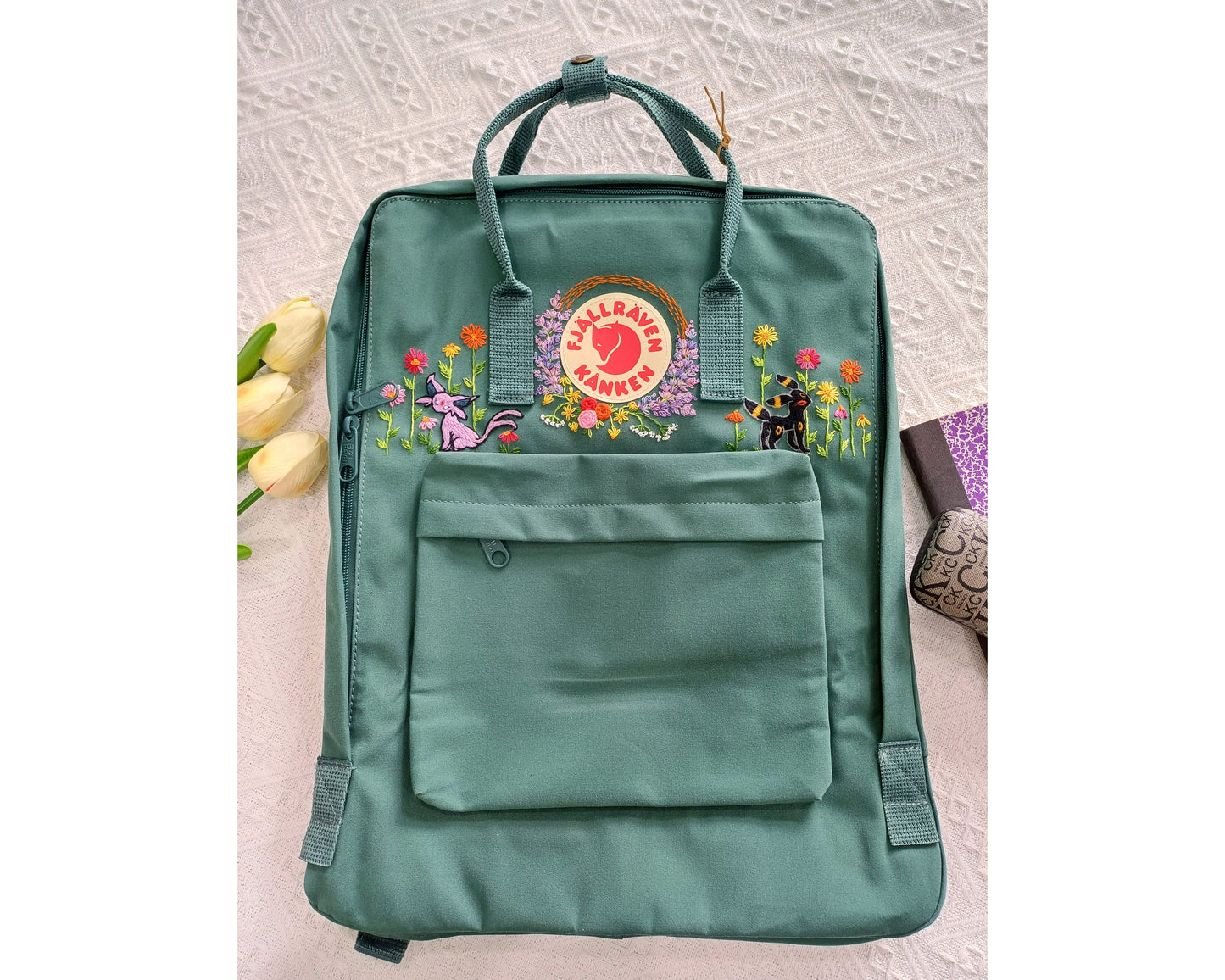 Fjallraven Kanken Backpack with Cartoon, Anime & Fictional Character Embroidery - Personalized Embroidered Backpack - Custom Bag for Women