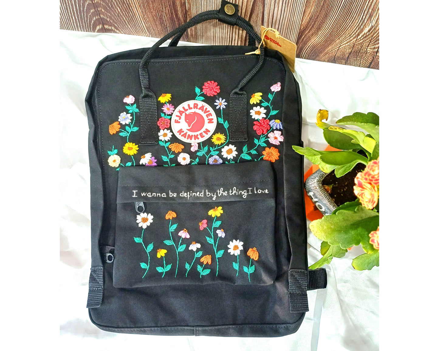 Embroidered Fjallraven Kanken – 3D Flower Garden Design - Personalized Embroidered Backpack - Custom Bag for Women