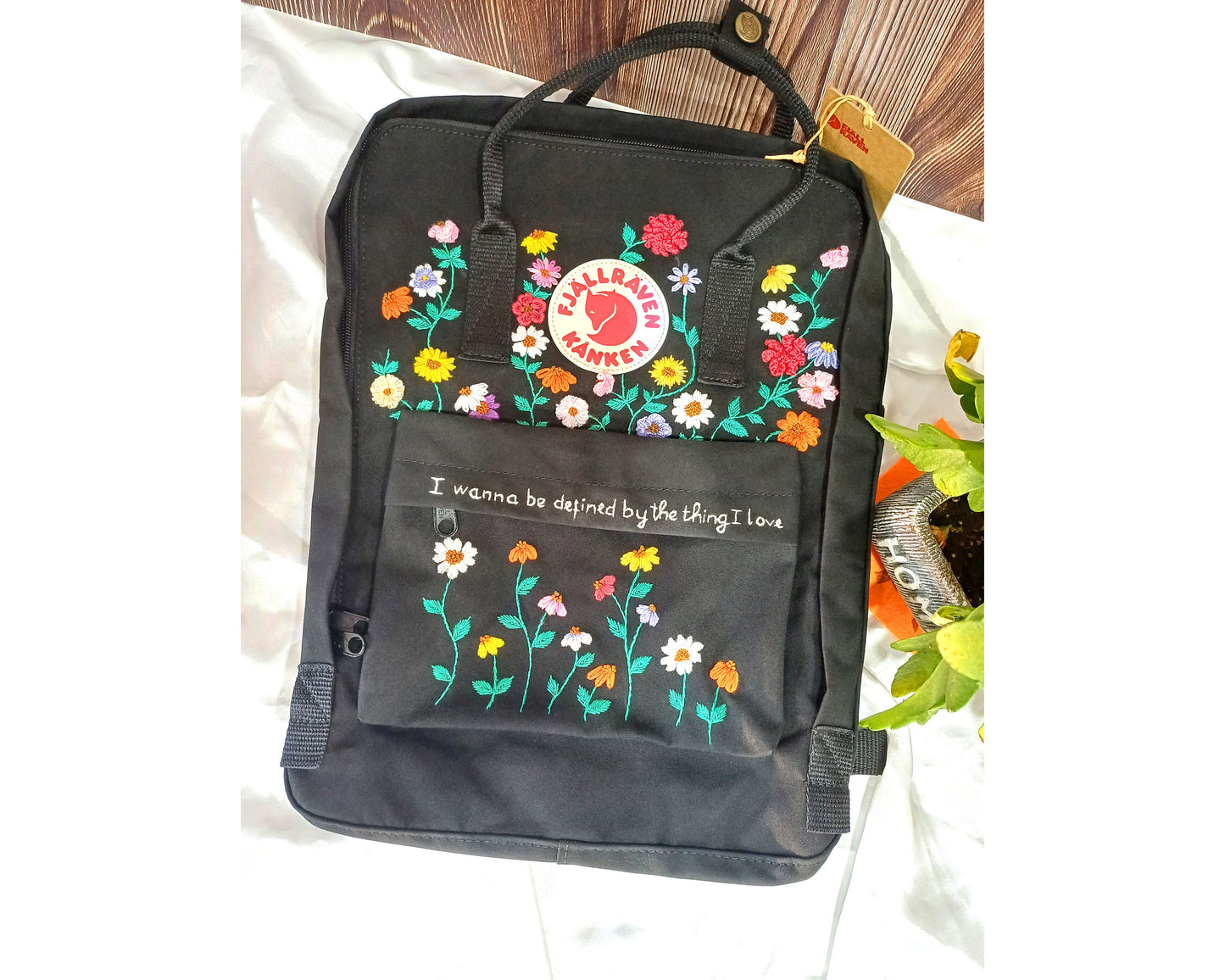 Embroidered Fjallraven Kanken – 3D Flower Garden Design - Personalized Embroidered Backpack - Custom Bag for Women
