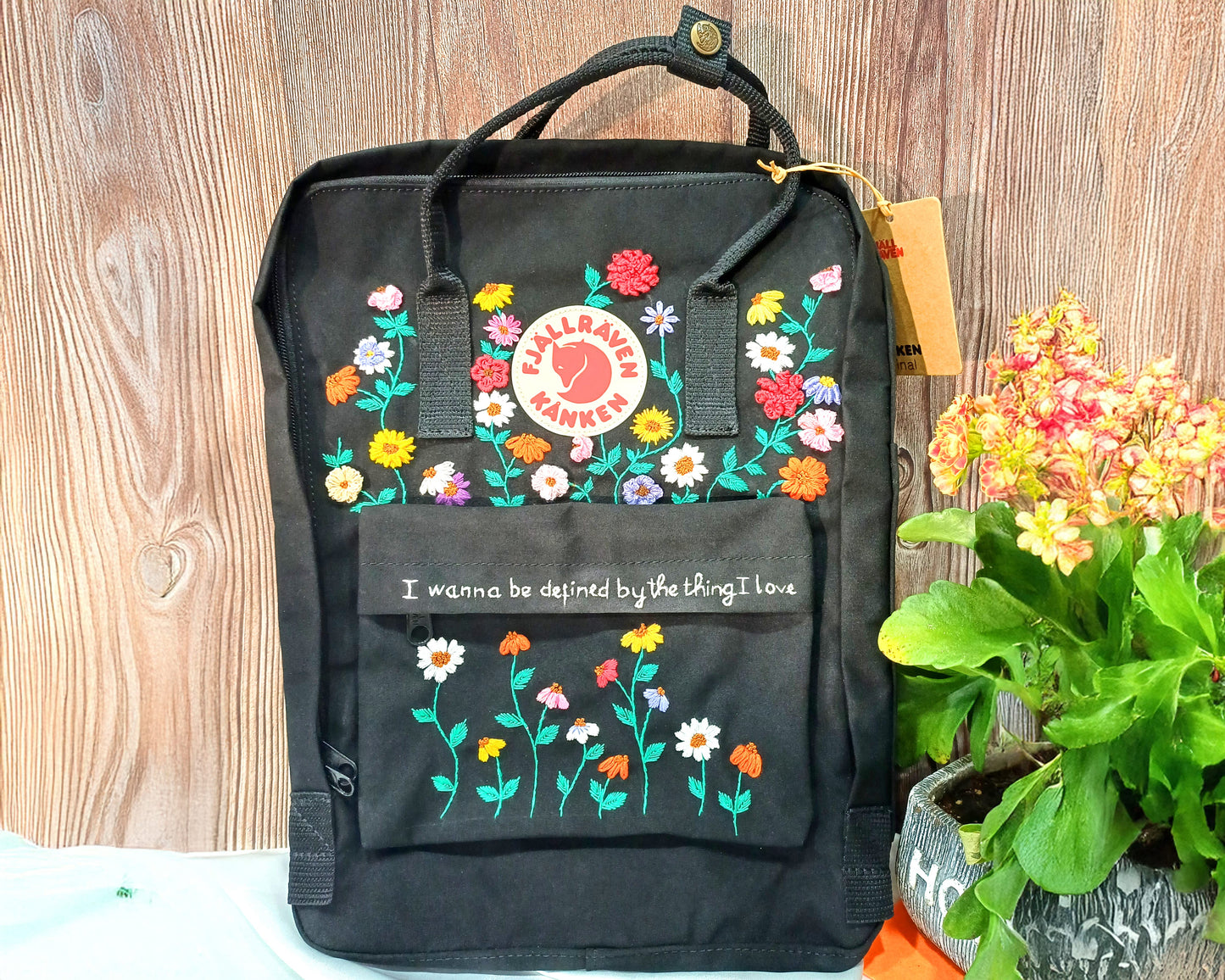 Embroidered Fjallraven Kanken – 3D Flower Garden Design - Personalized Embroidered Backpack - Custom Bag for Women