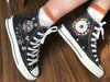  Custom Skull Embroidered Converse Shoes/ Custom Skull Embroidered Converse 