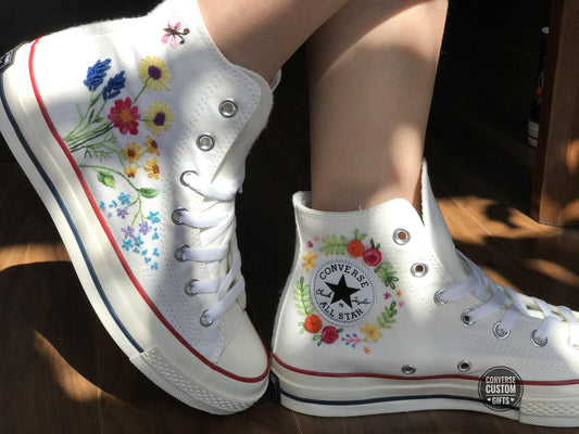 Embroidered converse/ Custom converse Chuck Taylor embroidered flower