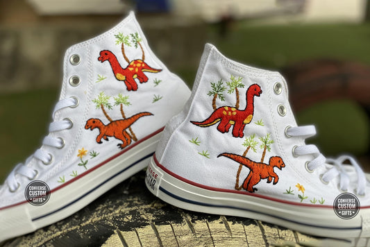 Converse chuck taylor 1970s custom  embroidery dinosaur/Dinosaur embroidered converse shoes converse custom