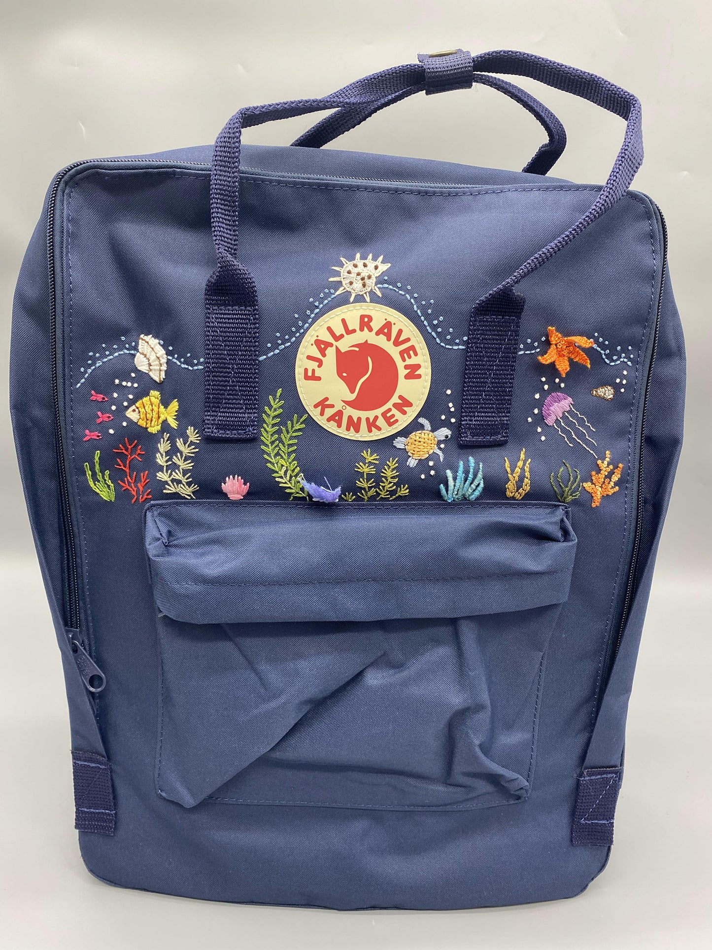 Fjallraven Kanken Backpack with Embroidered Ocean - Personalized Embroidered Backpack - Custom Bag for Women