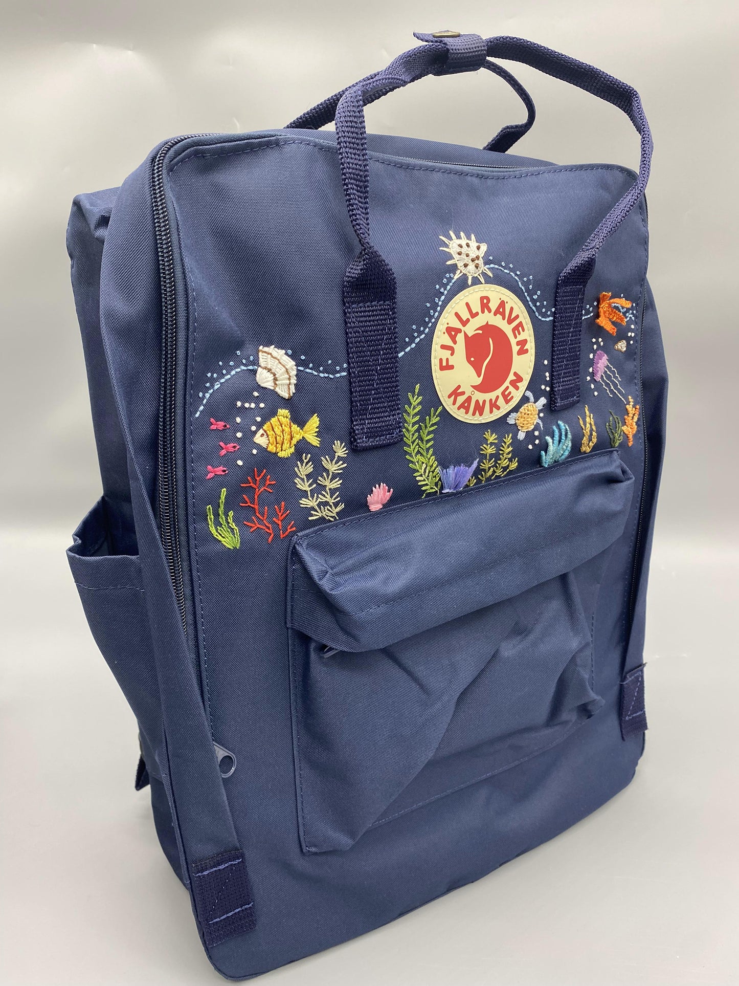 Fjallraven Kanken Backpack with Embroidered Ocean - Personalized Embroidered Backpack - Custom Bag for Women