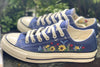  Customized Low-Cut Converse Shoes with Vibrant Sunflower Embroidery 