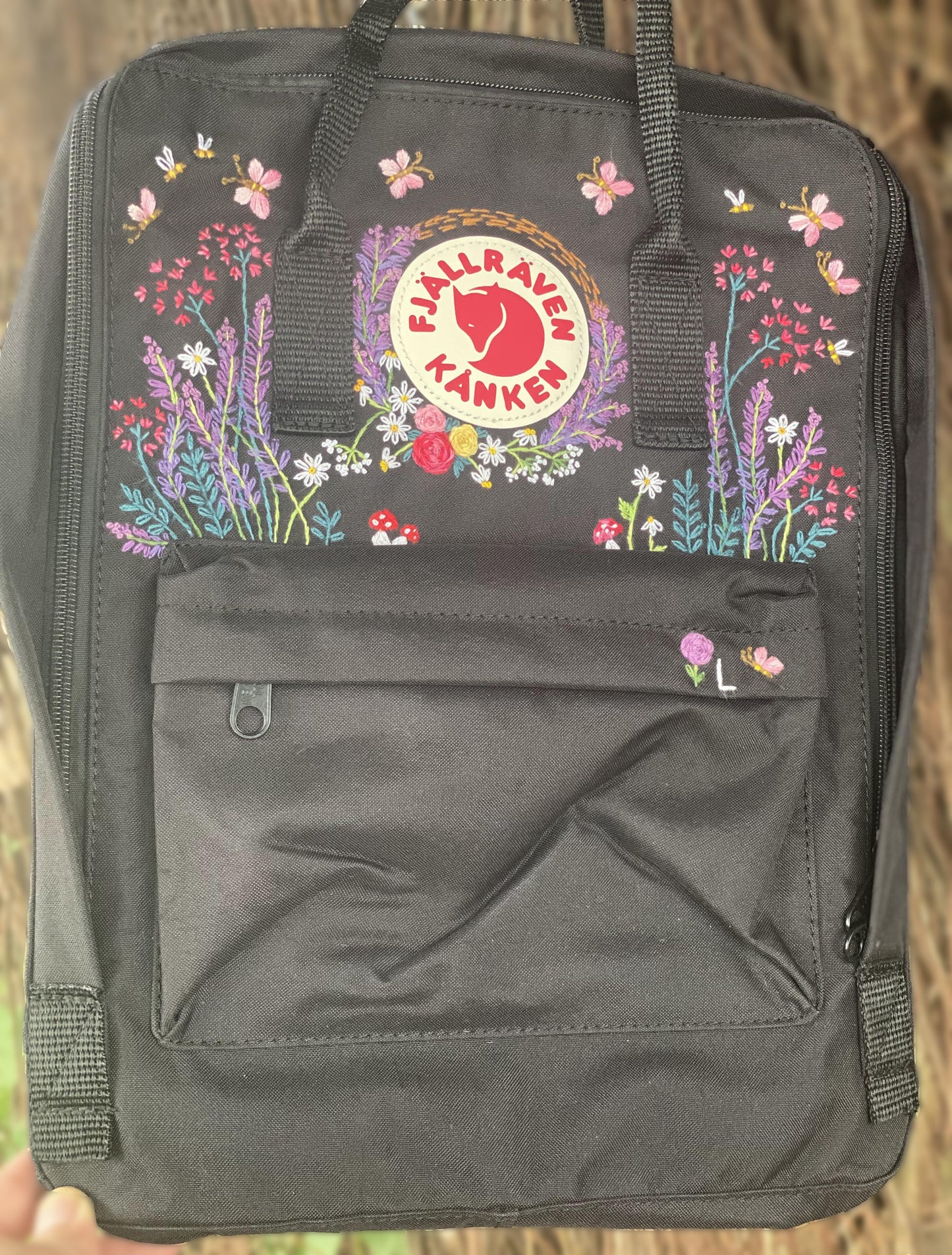 Fjallraven Kanken Backpack with Embroidered Lavender - Personalized Embroidered Backpack - Custom Bag for Women