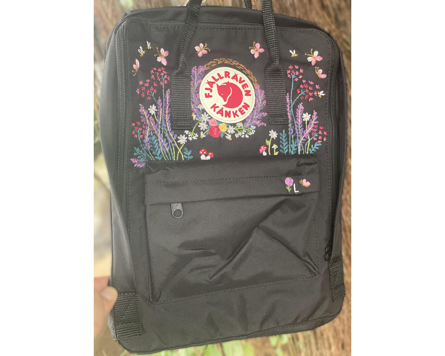 Fjallraven Kanken Backpack with Lavender & Dandelion Embroidery - Personalized Embroidered Backpack - Custom Bag for Women