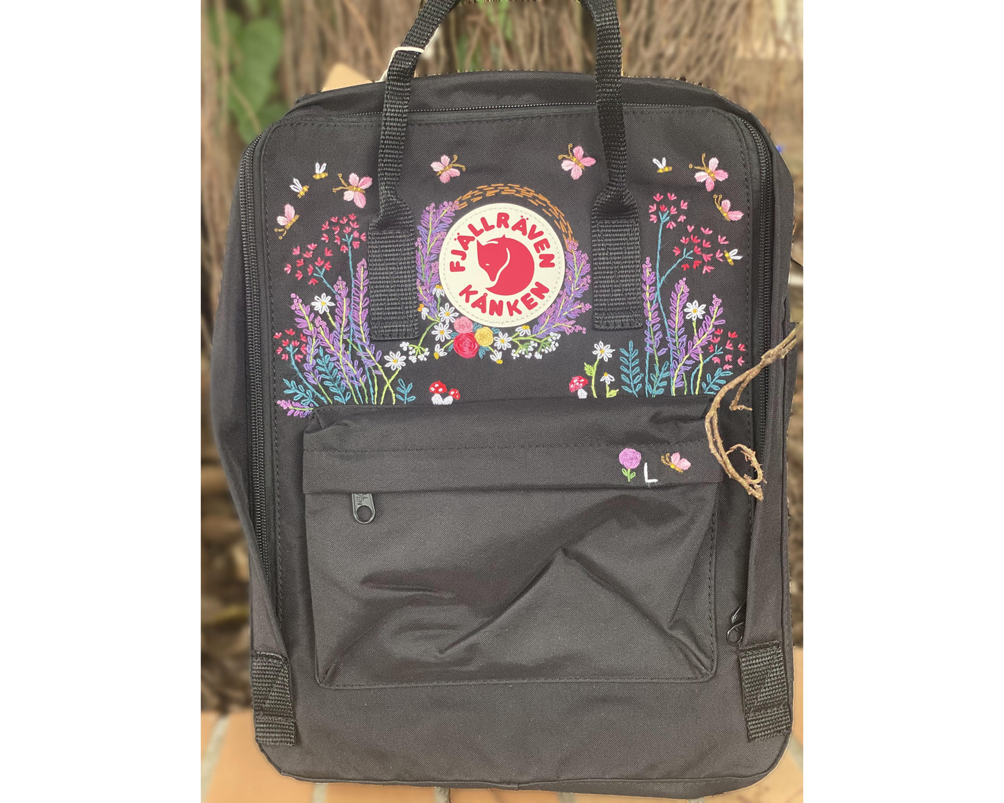 Fjallraven Kanken Backpack with Lavender & Dandelion Embroidery - Personalized Embroidered Backpack - Custom Bag for Women