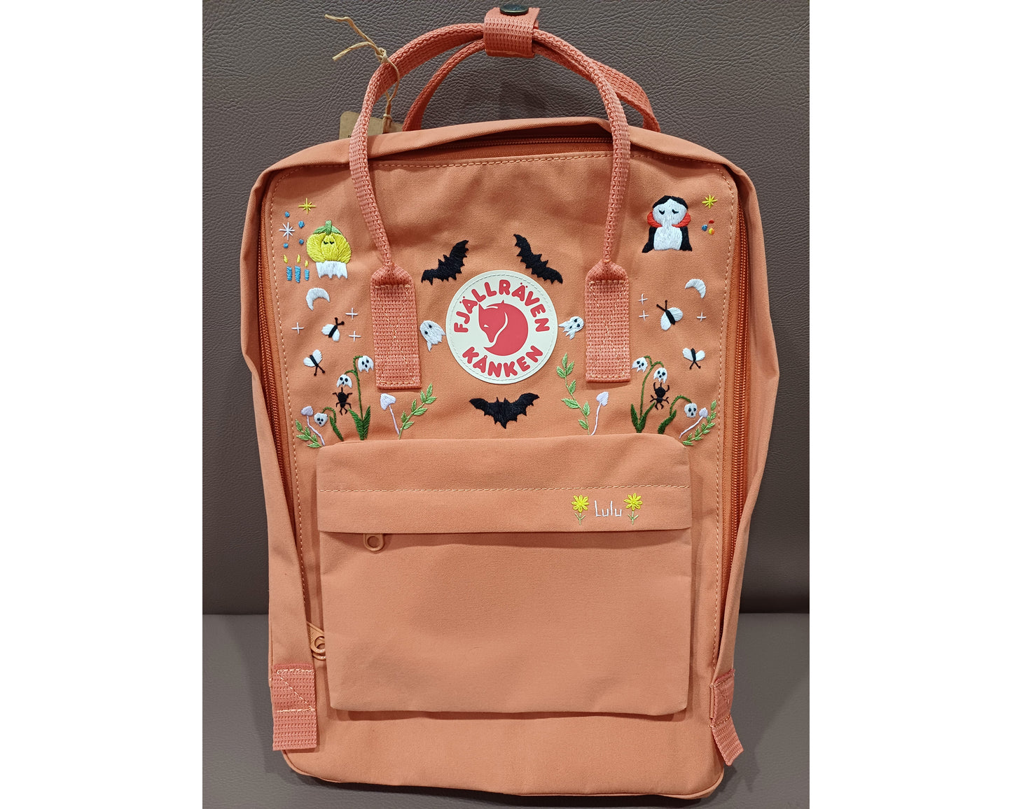 Fjallraven Kanken Backpack with Halloween Vibe Embroidery  - Personalized Embroidered Backpack - Custom Bag for Women