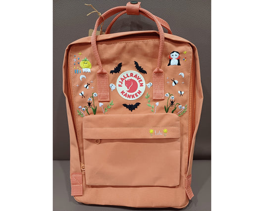 Fjallraven Kanken Backpack with Halloween Vibe Embroidery  - Personalized Embroidered Backpack - Custom Bag for Women