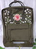  Fjallraven Kanken Backpack with Embroidered Daisies - Personalized Embroidered Backpack - Custom Bag for Women 