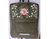  Fjallraven Kanken Backpack with White Daisy Embroidery  - Personalized Embroidered Backpack - Custom Bag for Women 