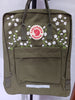  Fjallraven Kanken Backpack with Embroidered Daisies - Personalized Embroidered Backpack - Custom Bag for Women 