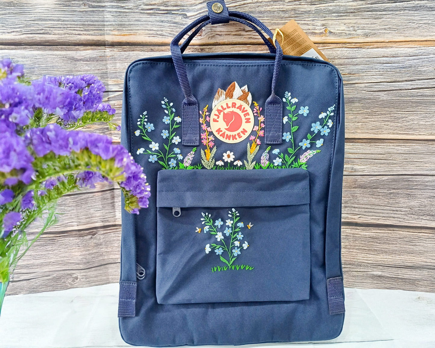 Custom Kanken Backpack – Alaska Wildflowers Design - Personalized Embroidered Backpack - Custom Bag for Women